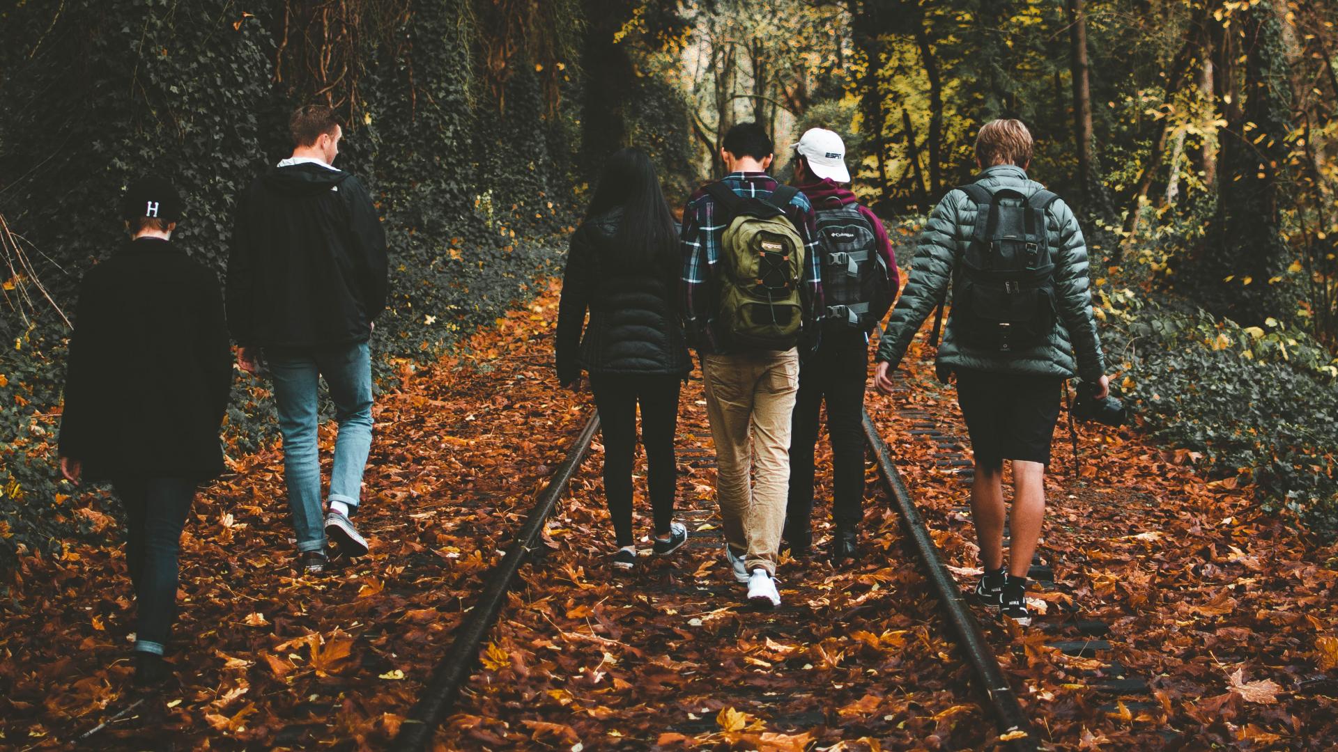 Jeugd met een wandeling door de bossen